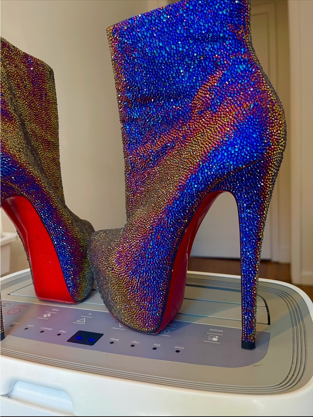 Christian Louboutin Iridescent Blue Crystal Platform Ankle Boots - Picture 11 of 16